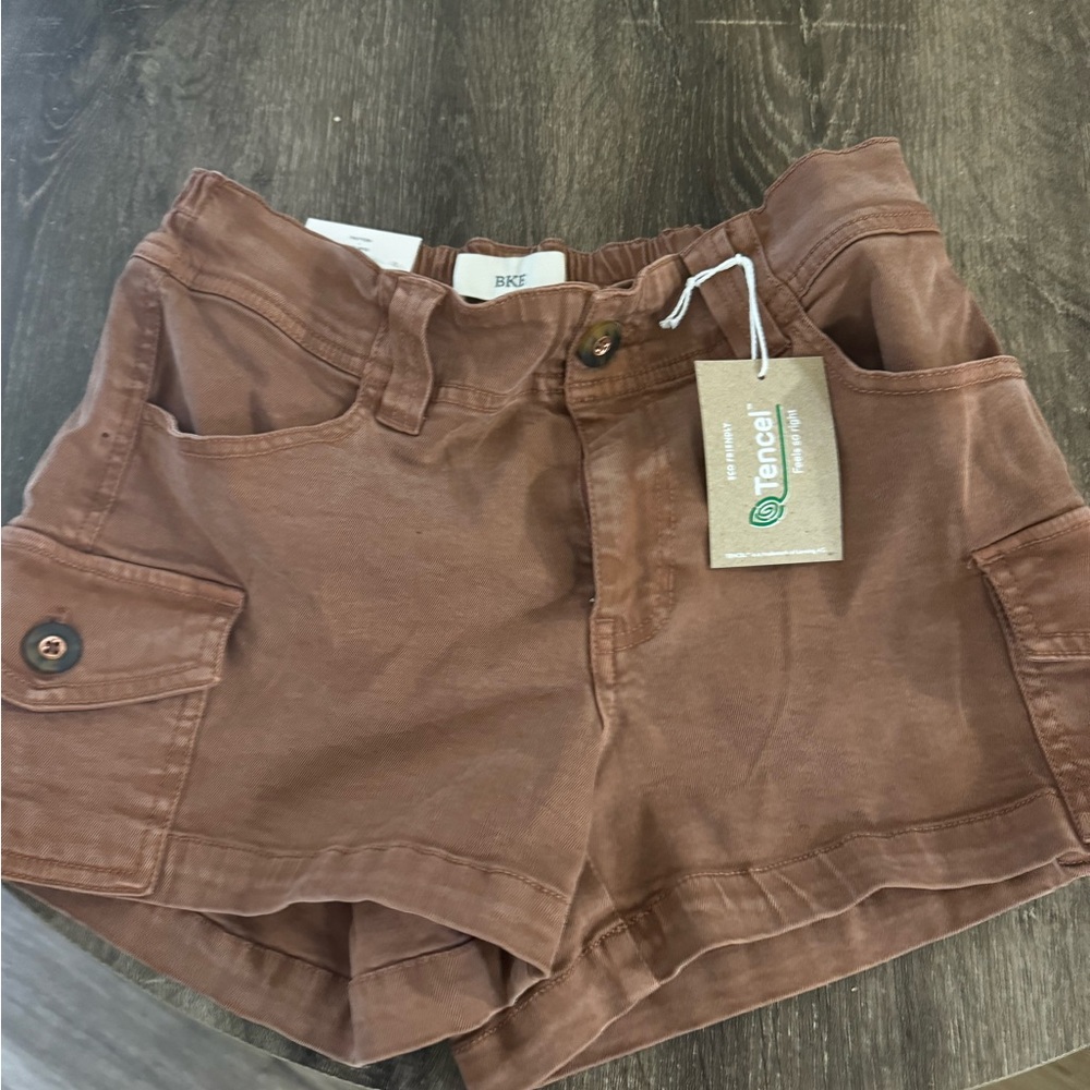 BKE Brown Cargo Shorts with Structured Waistband